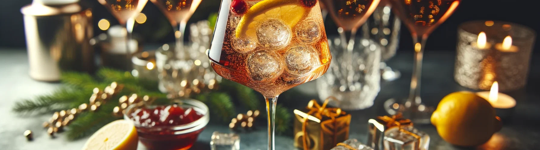 коктейль с шампанским и вермутом на праздничном столе